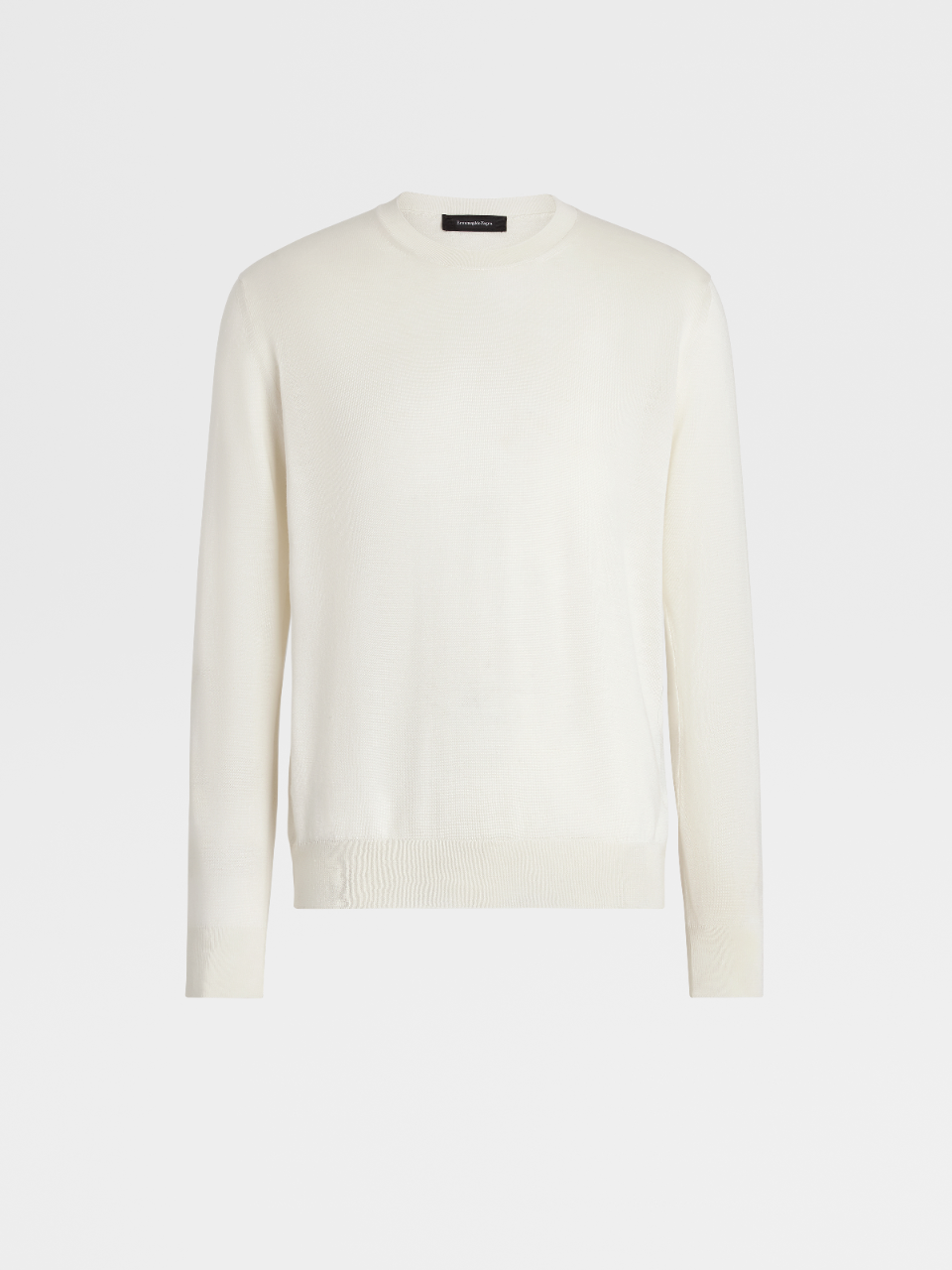 White Faded Silk Cashmere and Linen Knit Crewneck